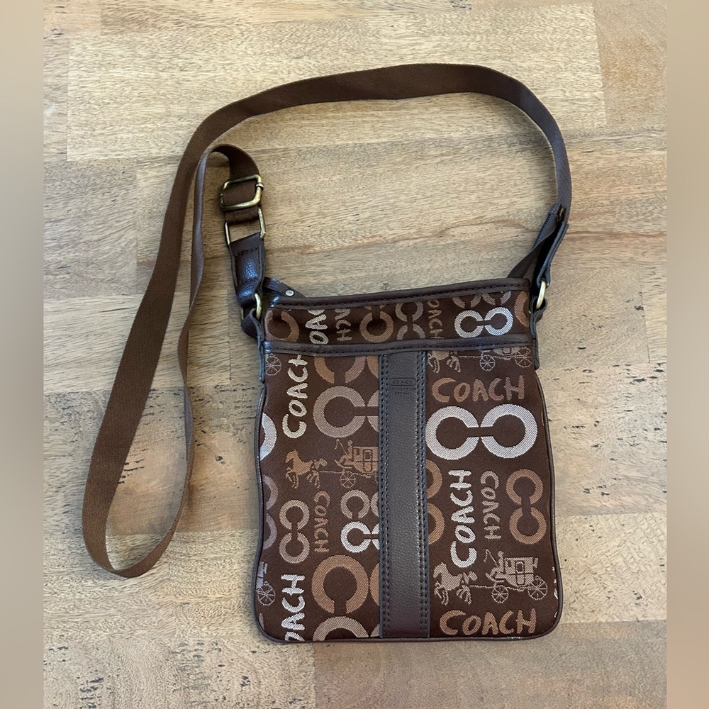 Vintage Coach Signature Brown Crossbody Bag
